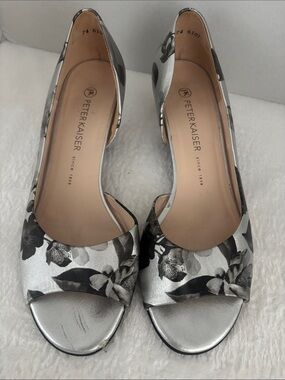 Peter Kaiser Silver leather Floral Peep-Toe Pumps